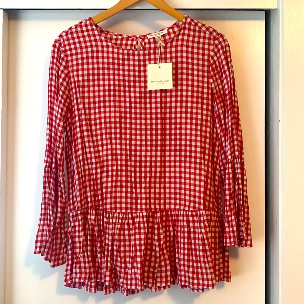 Peplum buffalo plaid shirt